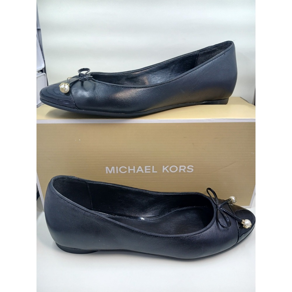 MICHAEL Michael Kors Gia Ballet Leather Flat Black 8.5M #40R8GIFP4L